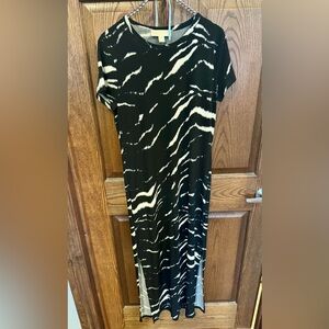 Michael Kors Black and Cream Midi Dress